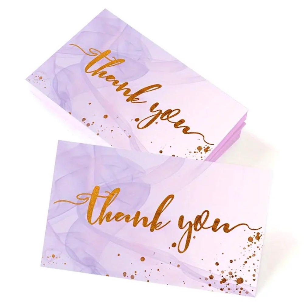💜 NWT Purple and Gold Thank You Cards (50 Cards)